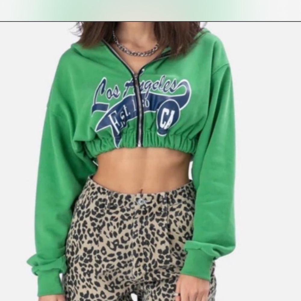 Adika Green Cropped Hoodie